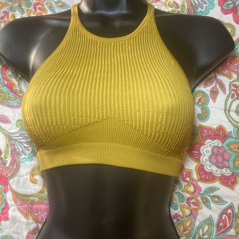Mustard Yellow Ribbed Crop Top